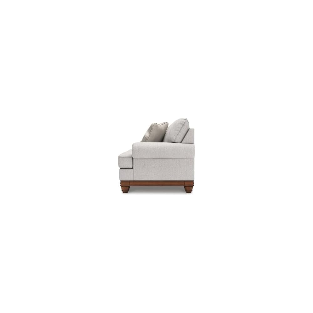 Bowery Hill Modern Polyester Loveseat, Beige Finish, 73" W x 40" D x 41" H, Solid Wood Frame, High-Resiliency Foam Cushions, Windowpane Plaid Accent Pillows, Transitional Farmhouse Living Room Seating