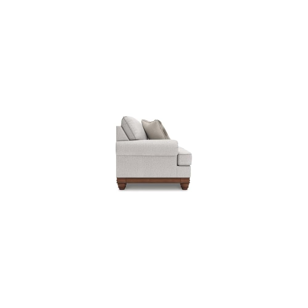 Bowery Hill Modern Polyester Loveseat, Beige Finish, 73" W x 40" D x 41" H, Solid Wood Frame, High-Resiliency Foam Cushions, Windowpane Plaid Accent Pillows, Transitional Farmhouse Living Room Seating