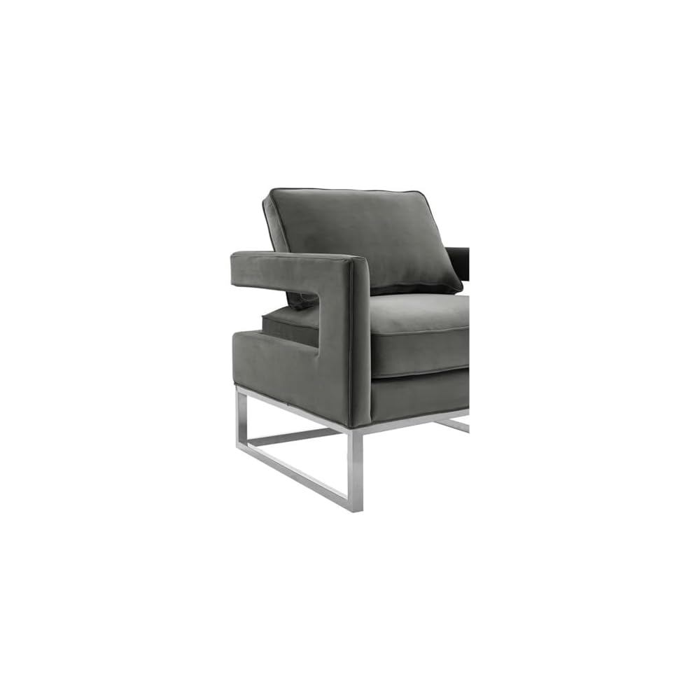 Tov Furniture Avery Upholstered and Metal Accent Armchair (Grey-Silver)
