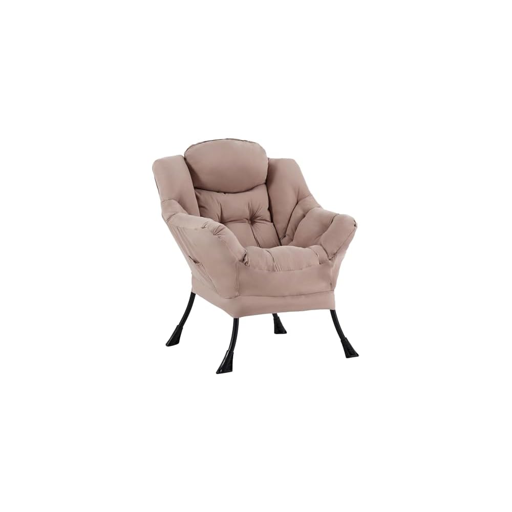 Lazy Chair, Comfy Reading Accent Chair for Bedroom, Beige