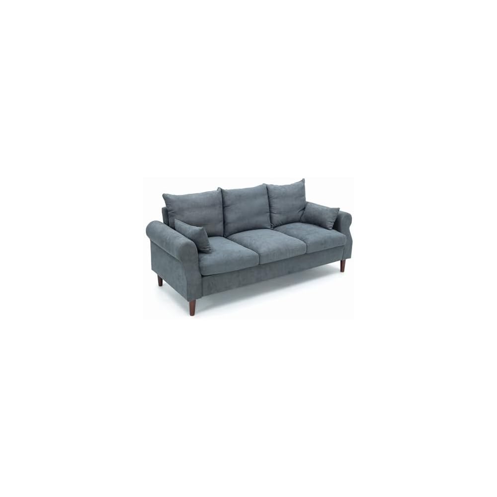 Panana 3 Seater Sofa,Rolled Armrest Design Upholstered Linen Fabric Couch,195 x 80 x 80 cm (Gray, 3 Seater)