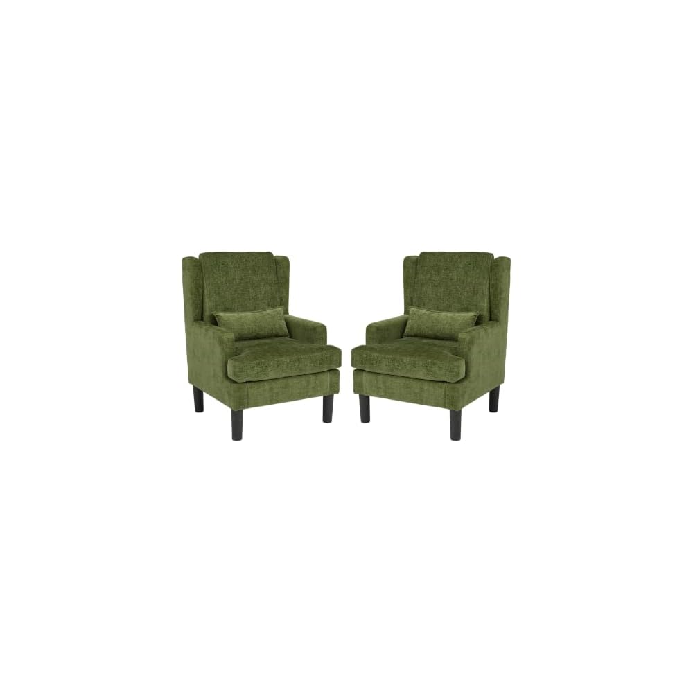 Garvee Wingback Accent Chair, Mid-Century Modern Chenille Reading Chair