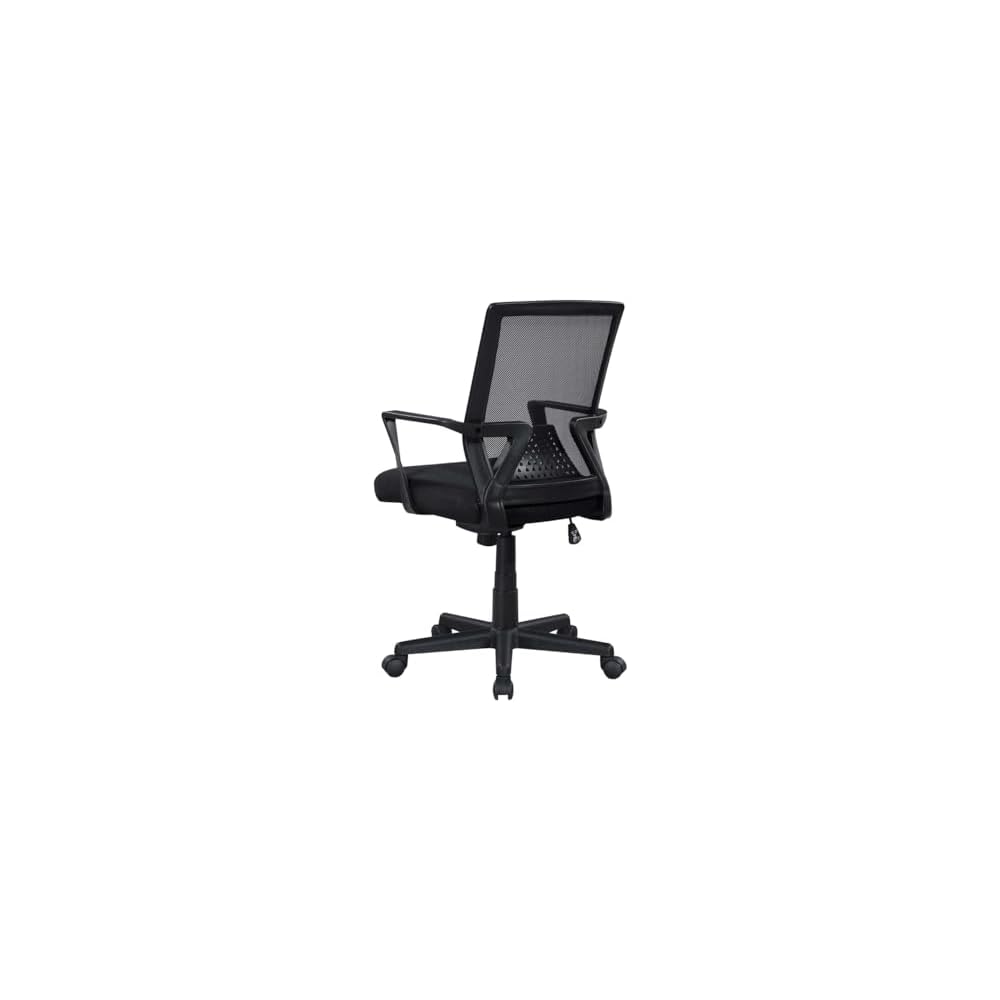 Ergo Mesh Office Chair, Breathable Mid-Back Desk Chair with Lumbar Support, High-Density Foam Seat, Black Polyester, Ideal for Home or Office Use