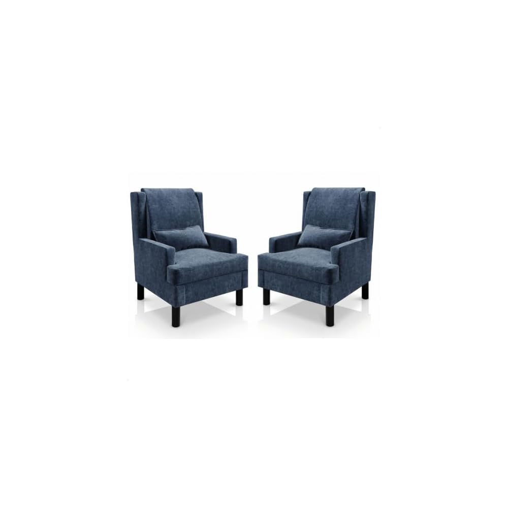 Garvee Wingback Accent Chair, Mid-Century Modern Chenille Reading Chair