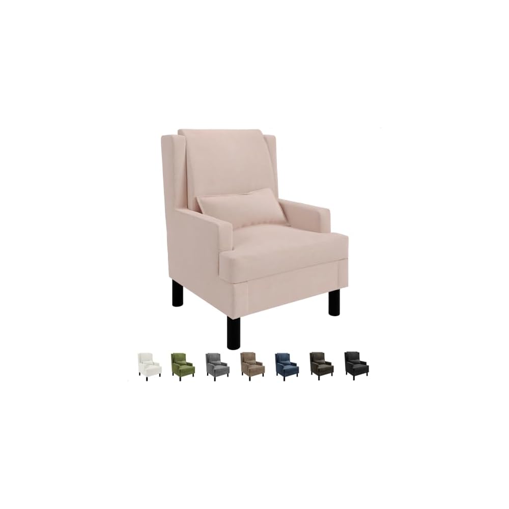 Garvee Wingback Accent Chair, Mid-Century Modern Chenille Reading Chair