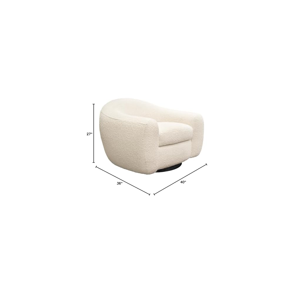 Diamond Sofa Pascal Swivel Chair in Bone Boucle Textured Fabric PASCALCHBO