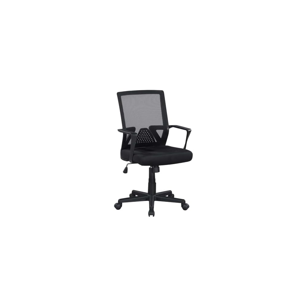 Ergo Mesh Office Chair, Breathable Mid-Back Desk Chair with Lumbar Support, High-Density Foam Seat, Black Polyester, Ideal for Home or Office Use