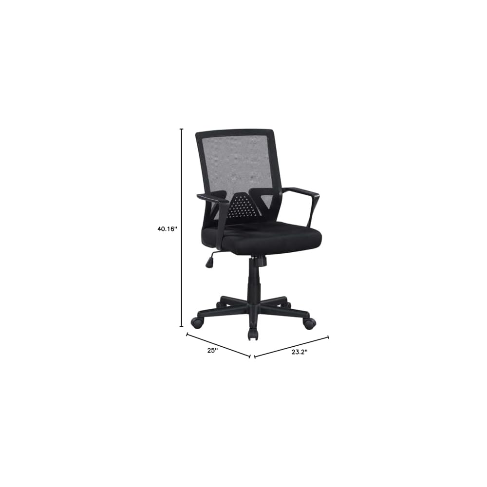 Ergo Mesh Office Chair, Breathable Mid-Back Desk Chair with Lumbar Support, High-Density Foam Seat, Black Polyester, Ideal for Home or Office Use