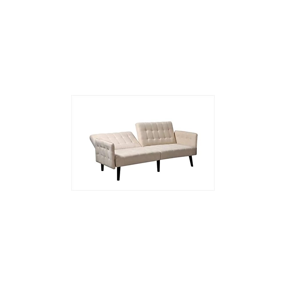 Container Furniture Direct Sora 78" Modern Convertible Sofa Bed - Reclining 2-Seater to Full Sleeper w/Linen Upholstery - Space Saving Sofa Bed with Wooden Legs (78" L x 35" W x 35" H), Beige