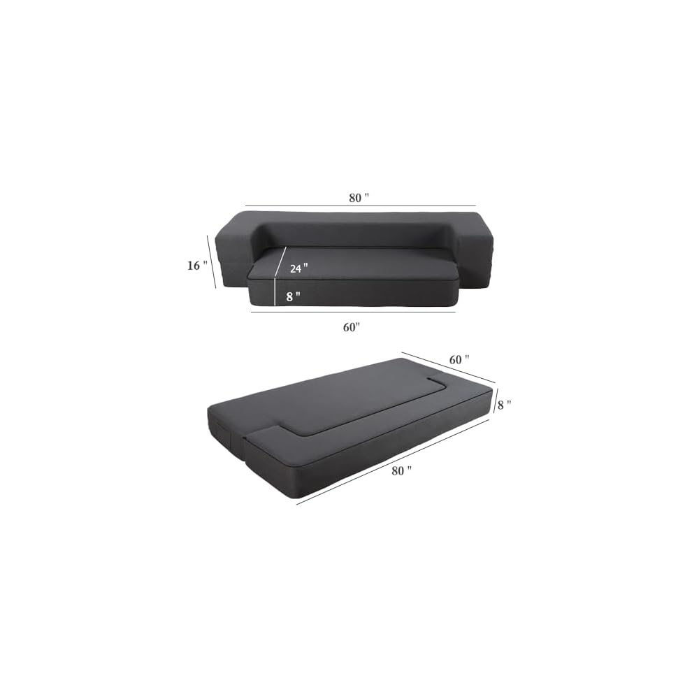 8 Inch Folding Sofa Bed Couch, Memory Foam Convertible Futon Sleeper Chair