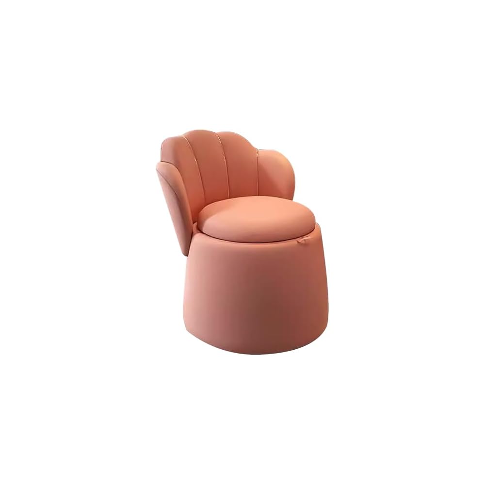Modern Pink Makeup Chair with Storage Round Sofa Armchair for Bedroom & Living Room Stylish Accent Stool Trendy Club and Home Decoration Seat