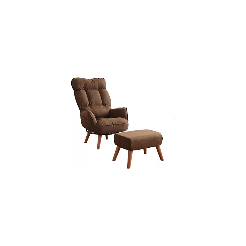 Sofa Low Swivel Chair Contemporary Swivel Arm Chair Home Living Room Furniture Reclining Folding Armchair (Color : Brown with Stool, Size : 108x70x60cm) (Brown with Stool 108x70x60cm)