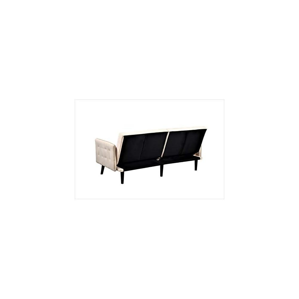 Container Furniture Direct Sora 78" Modern Convertible Sofa Bed - Reclining 2-Seater to Full Sleeper w/Linen Upholstery - Space Saving Sofa Bed with Wooden Legs (78" L x 35" W x 35" H), Beige