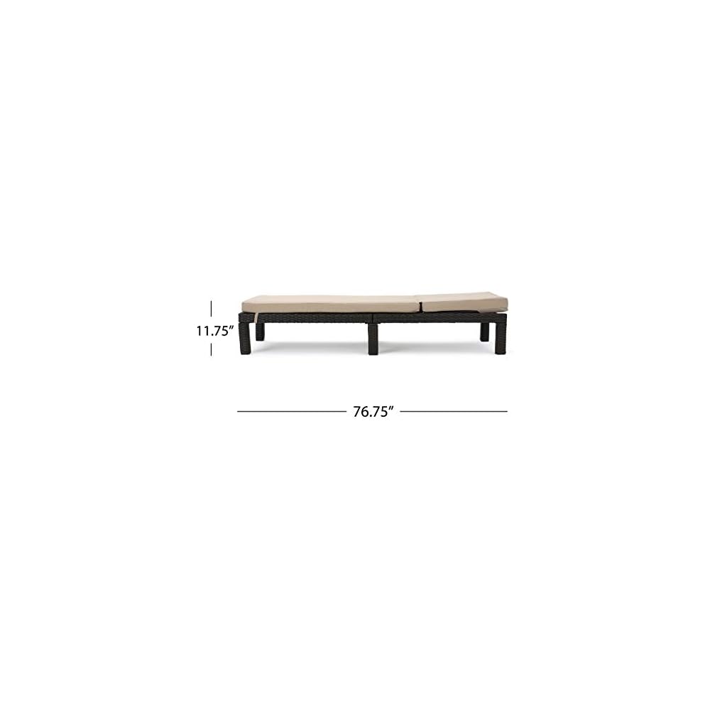Christopher Knight Home Puerta Outdoor Wicker Chaise Lounge with Water Resistant Cushion, Dark Brown / Beige
