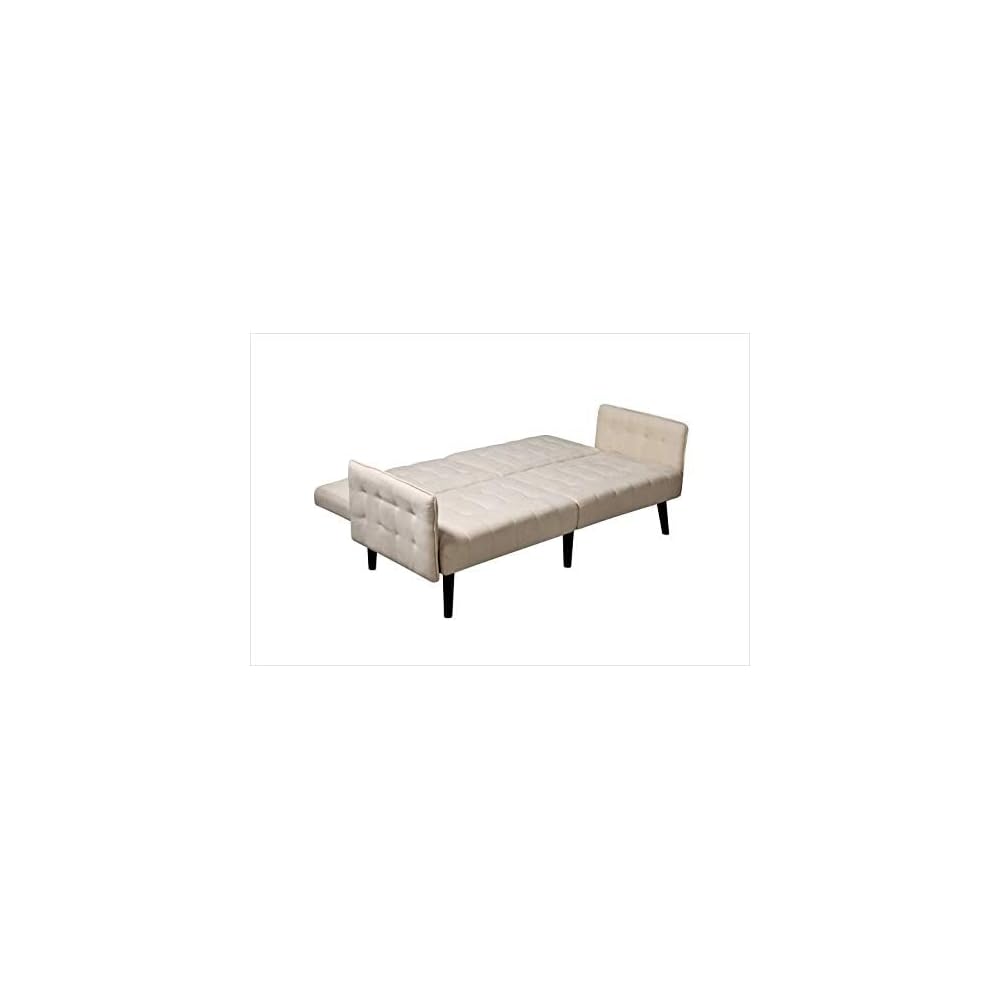 Container Furniture Direct Sora 78" Modern Convertible Sofa Bed - Reclining 2-Seater to Full Sleeper w/Linen Upholstery - Space Saving Sofa Bed with Wooden Legs (78" L x 35" W x 35" H), Beige