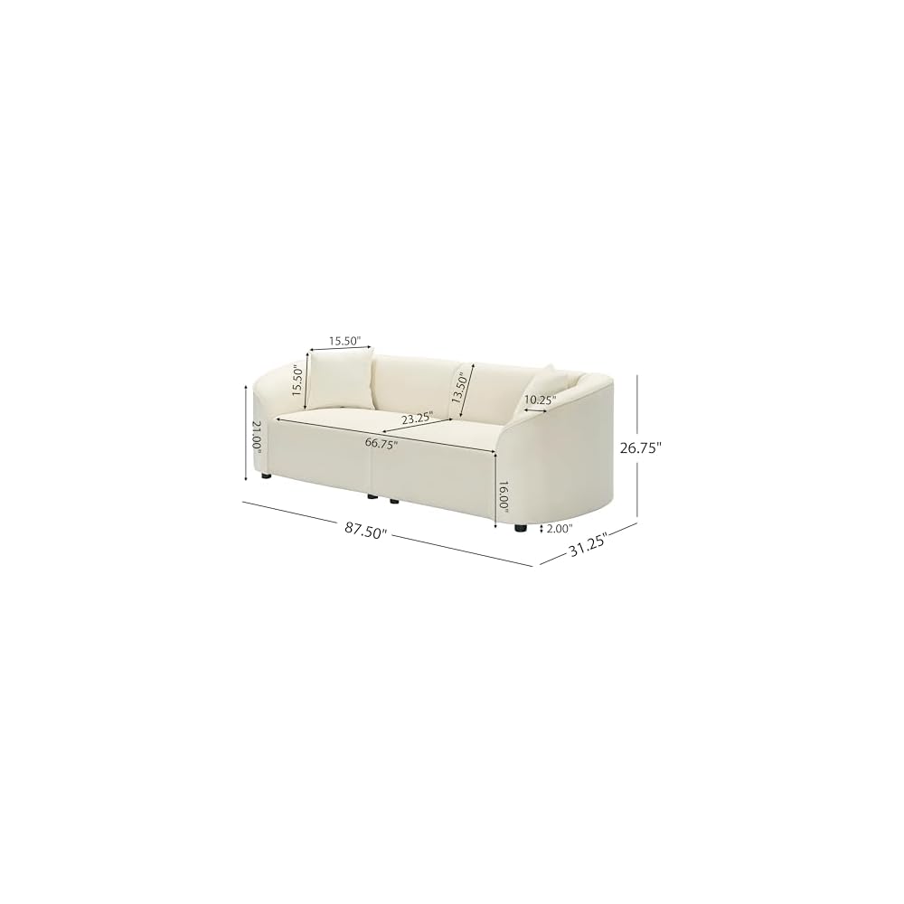 Merax 87" Large Couch, Comfy Upholstered Loveseat with Extra Deep Seats, Velvet Sofa for Living Room Apartment Office, Beige
