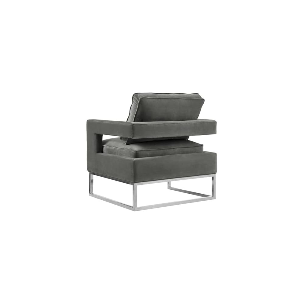 Tov Furniture Avery Upholstered and Metal Accent Armchair (Grey-Silver)