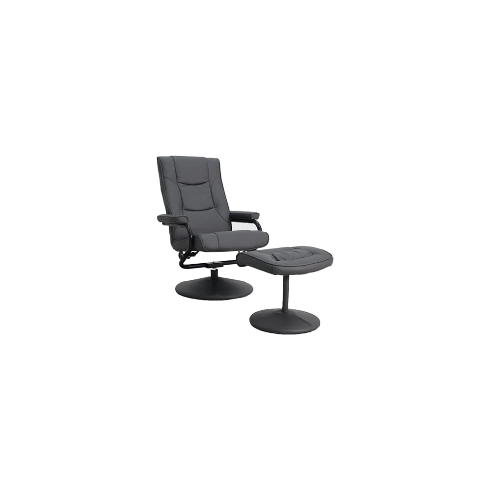 Flash Furniture Rachel Contemporary Multi-Position Recliner and Ottoman with Wrapped Base in Brown LeatherSoft