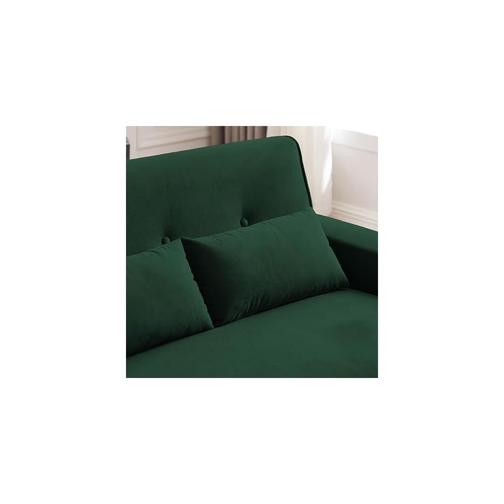 48" Small Loveseat Sofa, Mid Century Modern Love Seat Couch with Back Cushions and Plastic Legs, 2 Seater Couches for Living Room, Bedroom, Small Spaces, Green