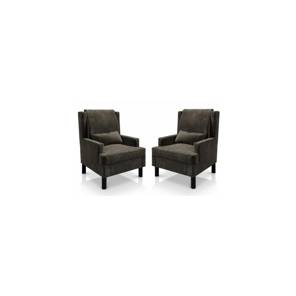 Garvee Wingback Accent Chair, Mid-Century Modern Chenille Reading Chair
