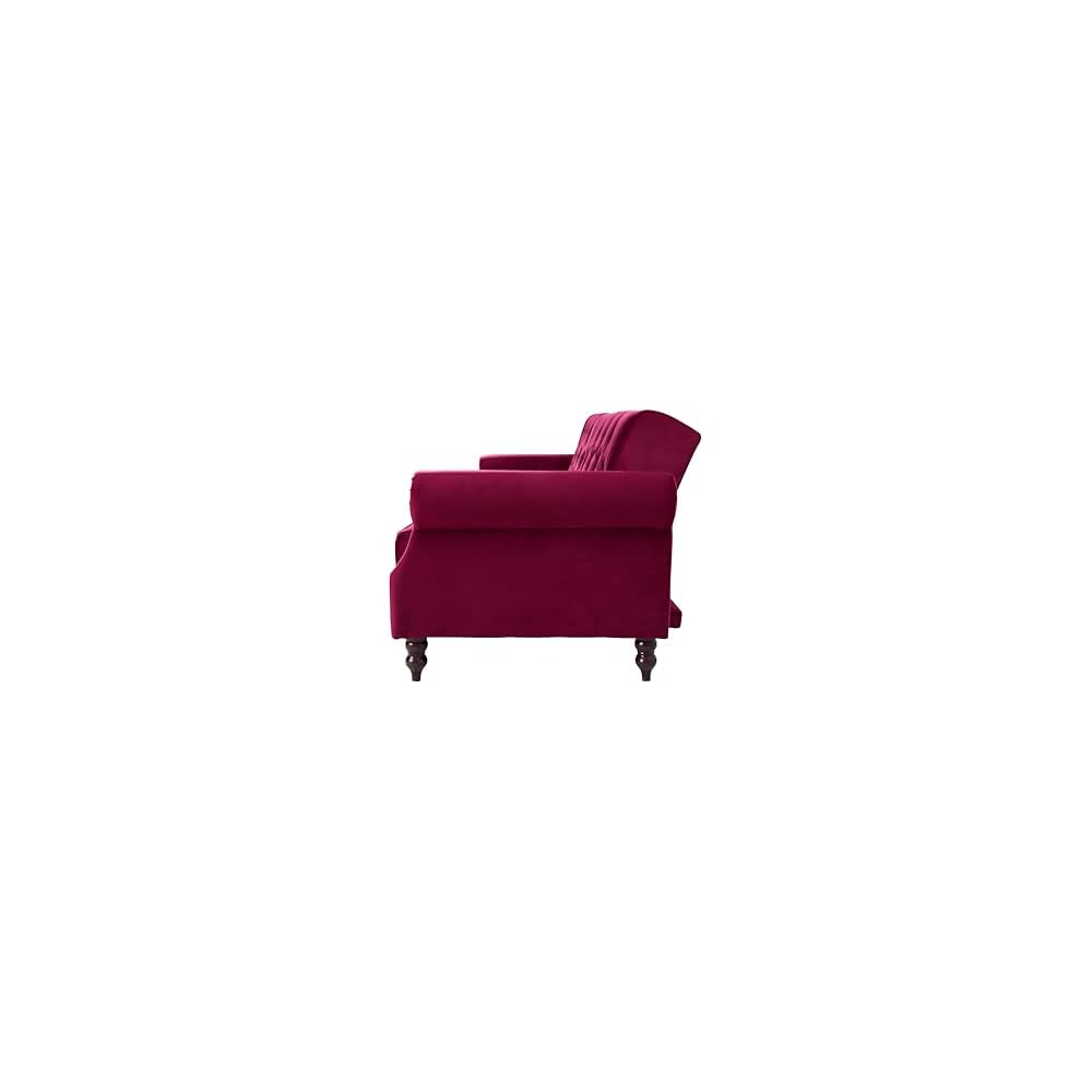 Legend Vansen 87.8 inchs Convertible Velvet Bed Sleeper Futon Sofas, Wine Red