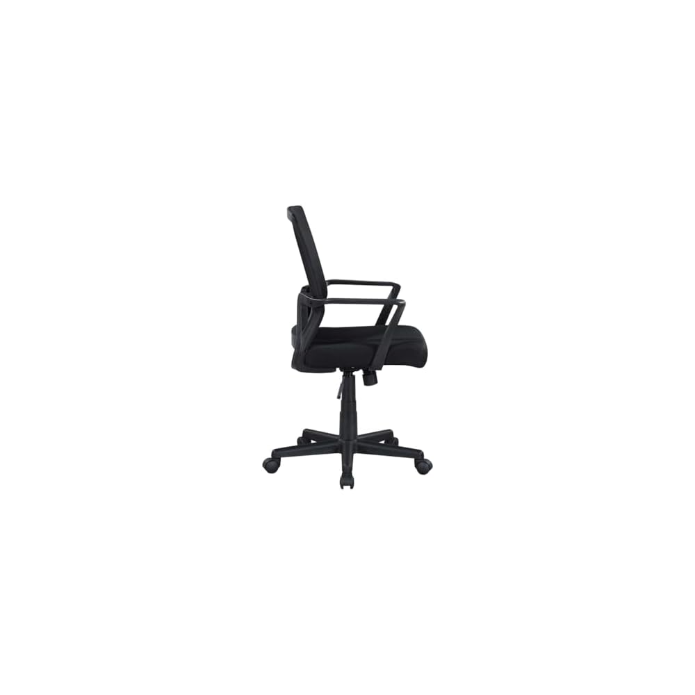 Ergo Mesh Office Chair, Breathable Mid-Back Desk Chair with Lumbar Support, High-Density Foam Seat, Black Polyester, Ideal for Home or Office Use