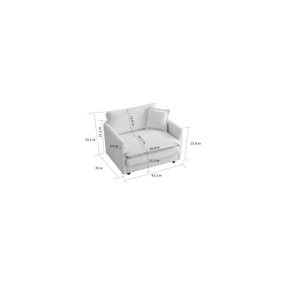 Chenille Fabric Accent Chair, Oversized Single Cloud Sofa Couch Living Room