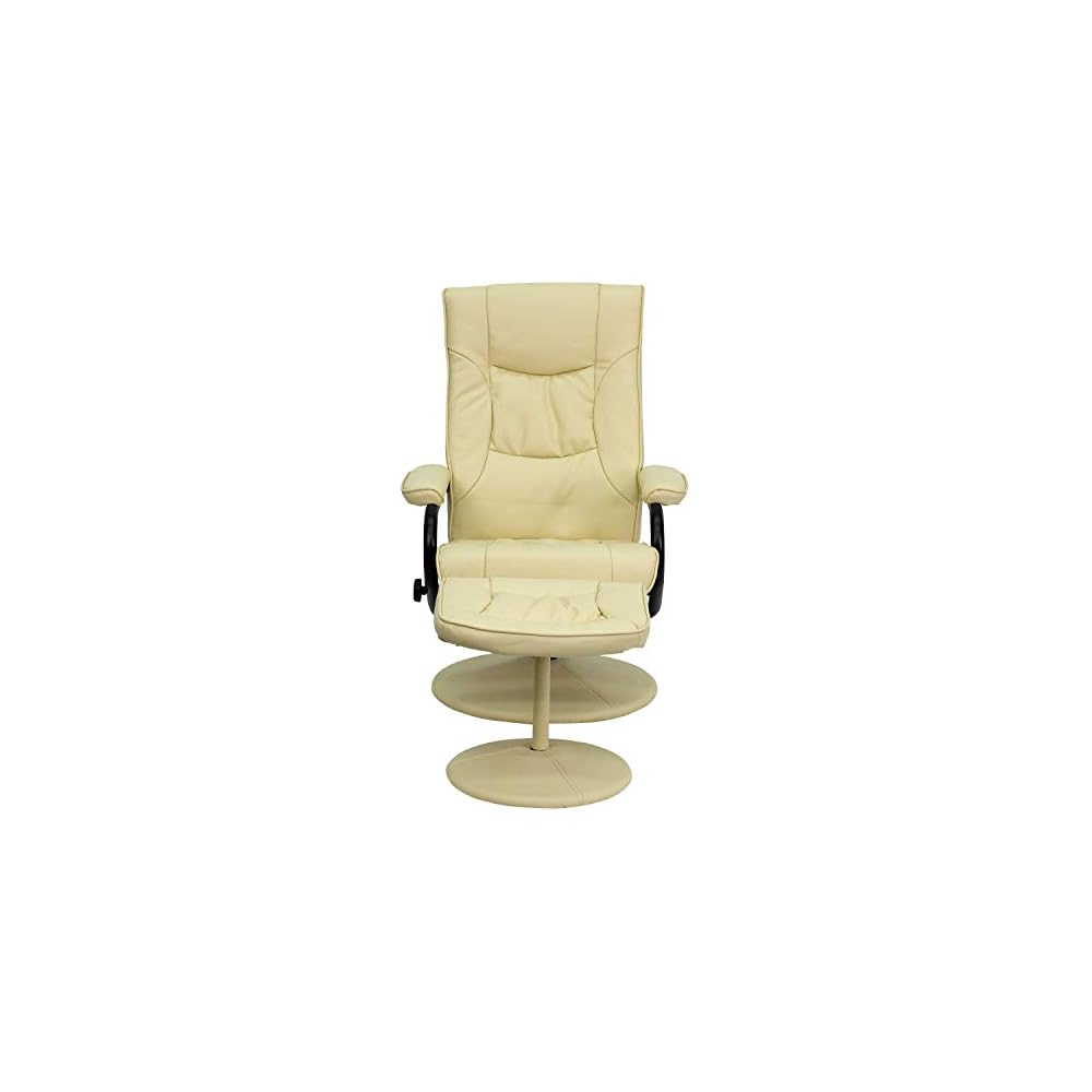 Flash Furniture Rachel Contemporary Multi-Position Recliner and Ottoman with Wrapped Base in Brown LeatherSoft