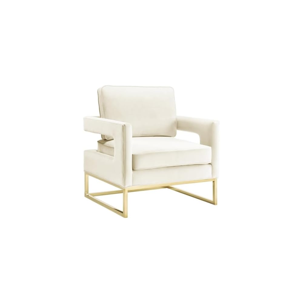 Tov Furniture Avery Upholstered and Metal Accent Armchair (Grey-Silver)