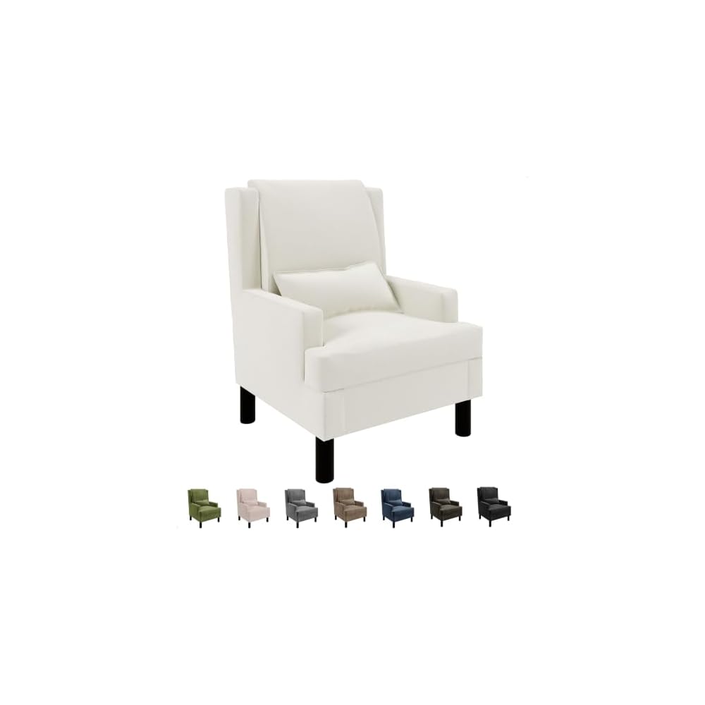 Garvee Wingback Accent Chair, Mid-Century Modern Chenille Reading Chair