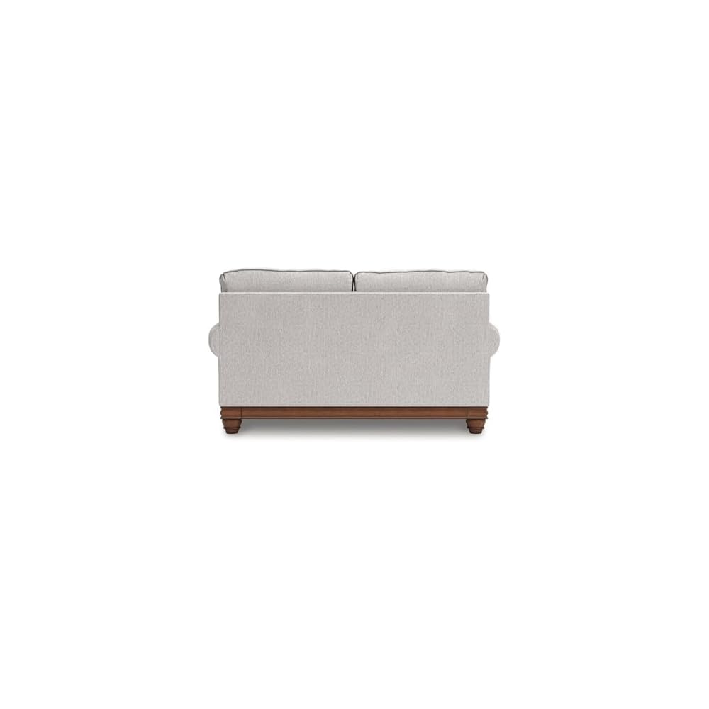 Bowery Hill Modern Polyester Loveseat, Beige Finish, 73" W x 40" D x 41" H, Solid Wood Frame, High-Resiliency Foam Cushions, Windowpane Plaid Accent Pillows, Transitional Farmhouse Living Room Seating