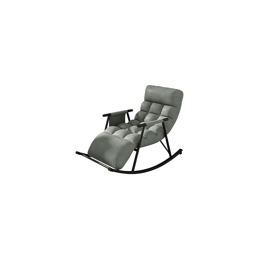 Leisure Sofa Rocking Chair Recliner Armchair Soft Upholstered Lazy Chair Glider for Balcony Poolside Backyard,Rocker Accent Chair with Ottoman for Living Room (Color : Dark Gray)