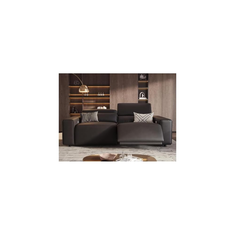 POVISON Benjamin 77'' Faux Leather Reclining Sofa, 2 Seater, Black