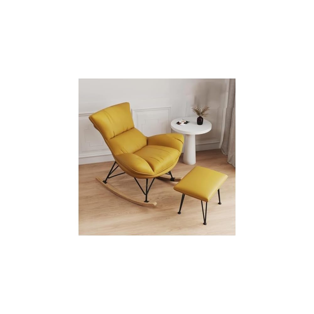 Living Room Sofa Rocking Chair Recliner,Leisure Rocking Chair, Soft Rocking Chair with Footstool,Comfy Upholstered Rocking Chair,Glider Rocker(Orange)