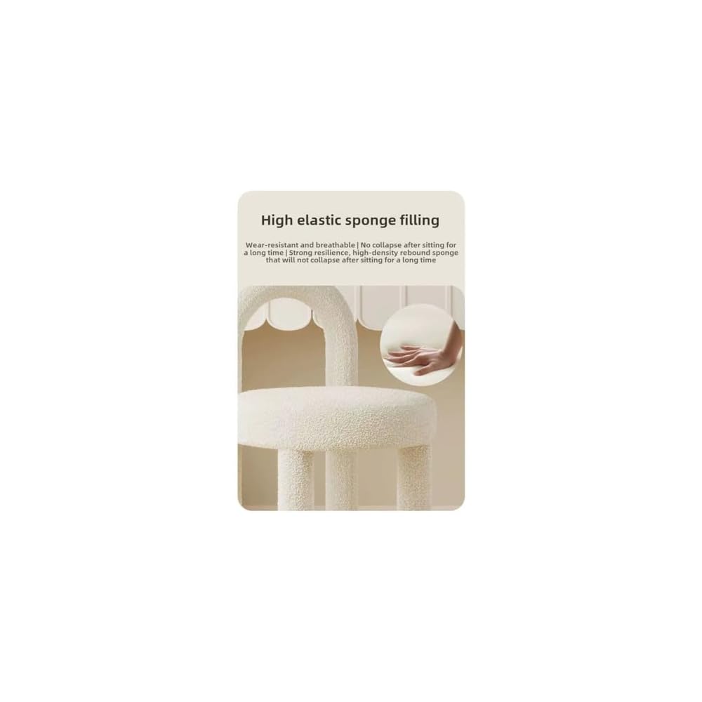 Elegant Arched Vanity Chair with Artificial Lamb Wool and High-Density Sponge for Comfort (Grey)