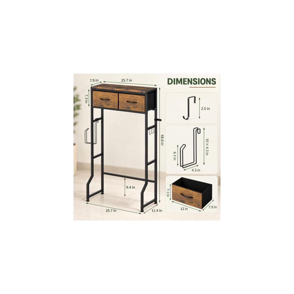 ETELI Over The Toilet Storage Cabinet with 2 Drawers Over The Toilet Shelf