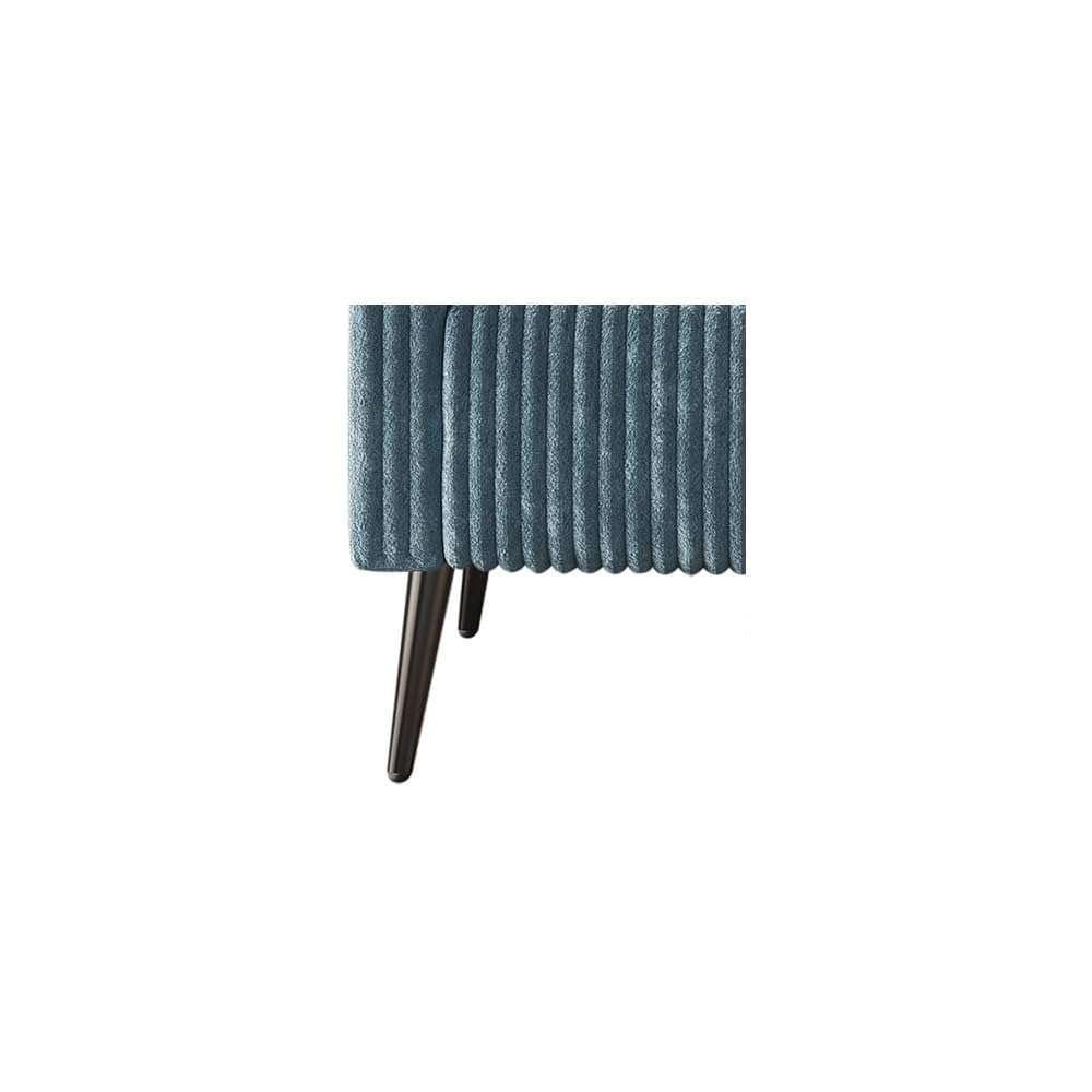 Modern Velvet Armchair with Vertical Channel Back, Padded Arms and Metal Legs, Light Blue