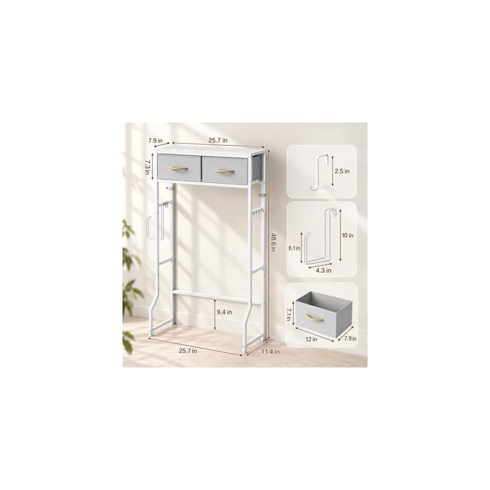 ETELI Over The Toilet Storage Cabinet with 2 Drawers Over The Toilet Shelf