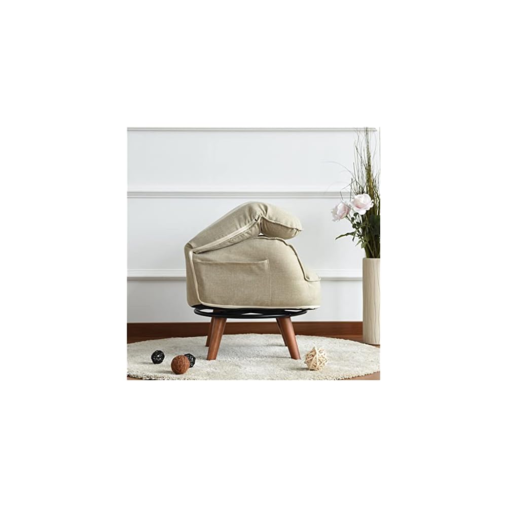 Sofa Low Swivel Chair Contemporary Swivel Arm Chair Home Living Room Furniture Reclining Folding Armchair (Color : Brown with Stool, Size : 108x70x60cm) (Brown with Stool 108x70x60cm)
