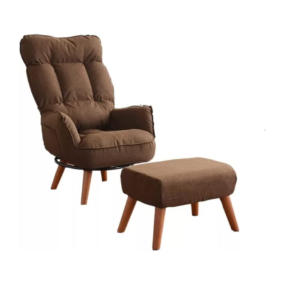 Sofa Low Swivel Chair Contemporary Swivel Arm Chair Home Living Room Furniture Reclining Folding Armchair (Color : Brown with Stool, Size : 108x70x60cm) (Brown with Stool 108x70x60cm)