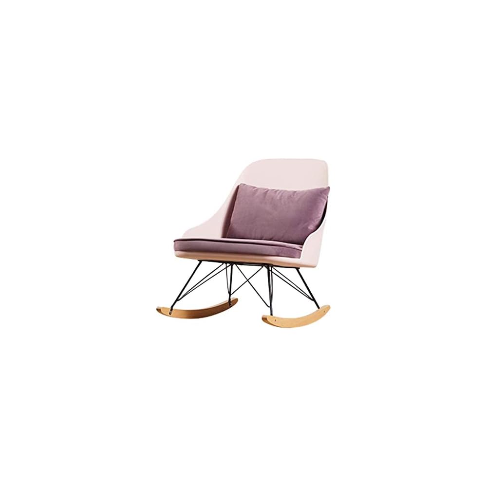 Solid Wood Rocking Chair Smooth Rocking Motion Velvet Solid Wood Removable Wash Cushion Relax Lounge Chair Suitable for Terrace Living Room