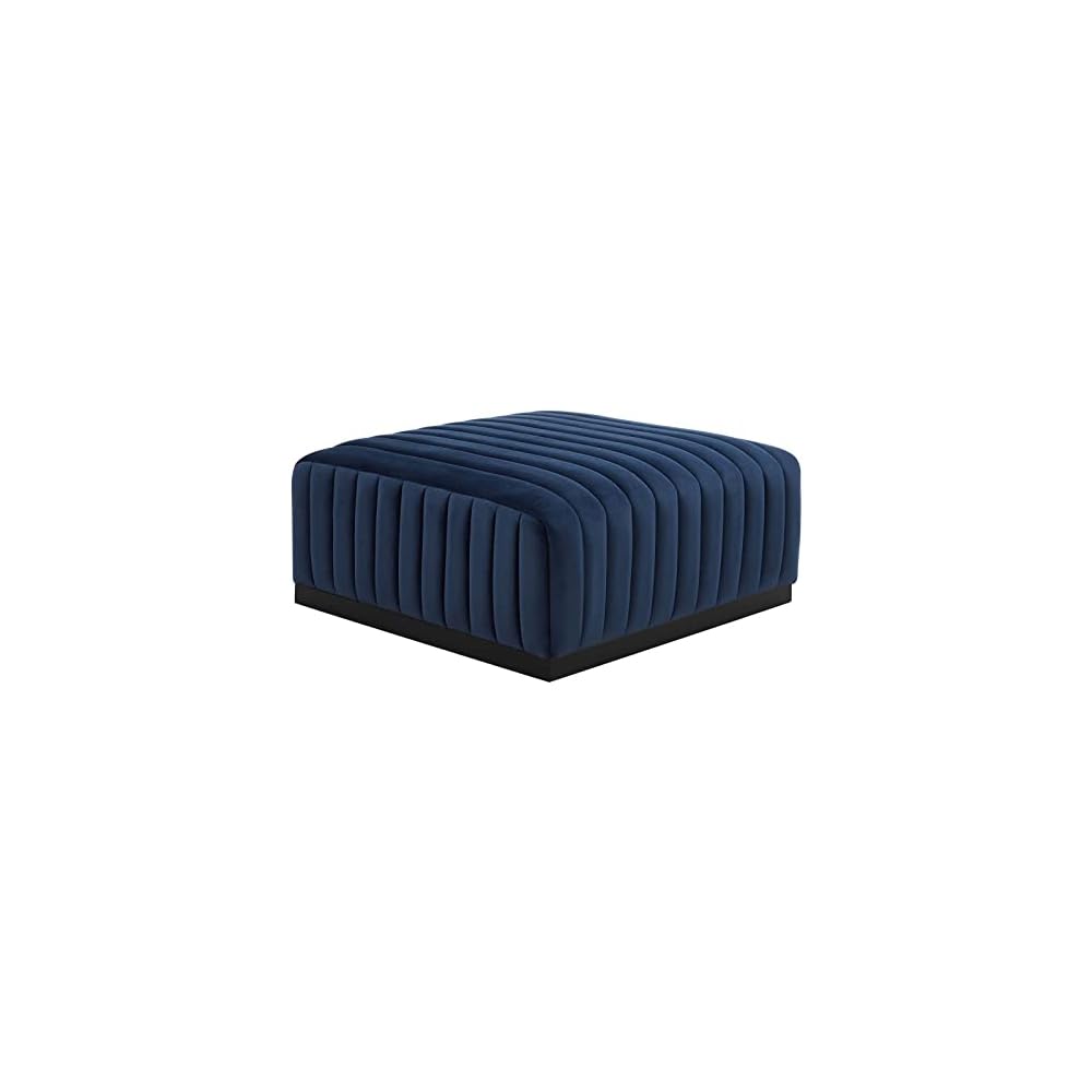 Modway EEI-5500-BLK-GRY Conjure Channel Tufted Performance Velvet Ottoman, Black Gray