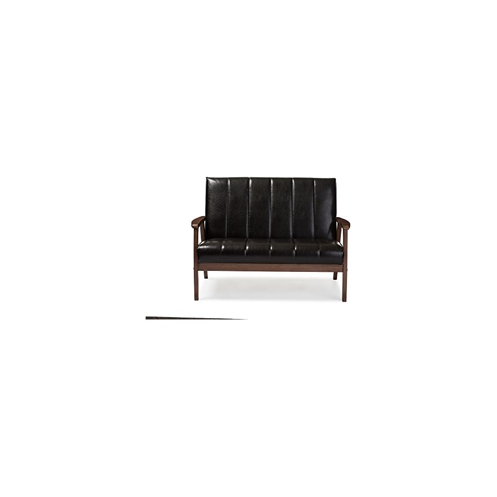 Baxton Studio Nikko 2-Seater Sofa, 29.45LX44.66WX31.59H, Dark Brown