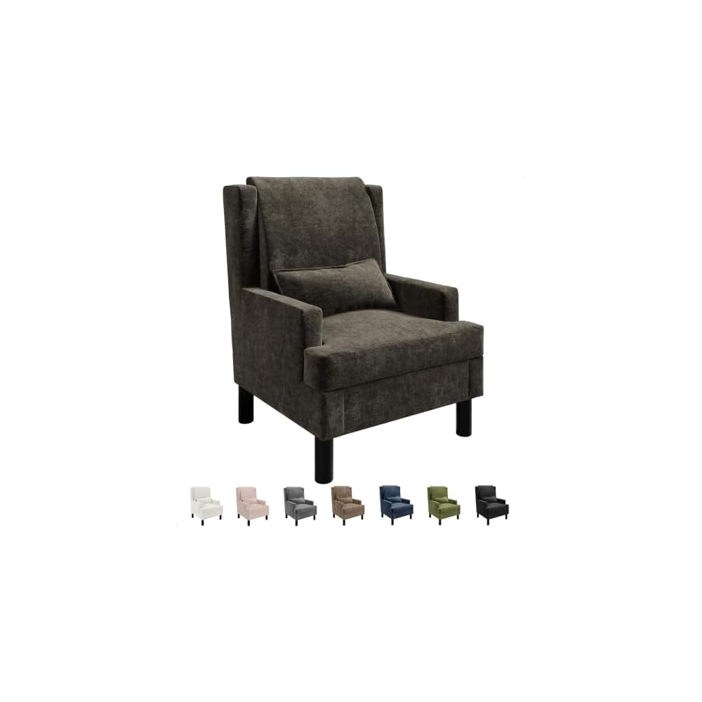 Garvee Wingback Accent Chair, Mid-Century Modern Chenille Reading Chair
