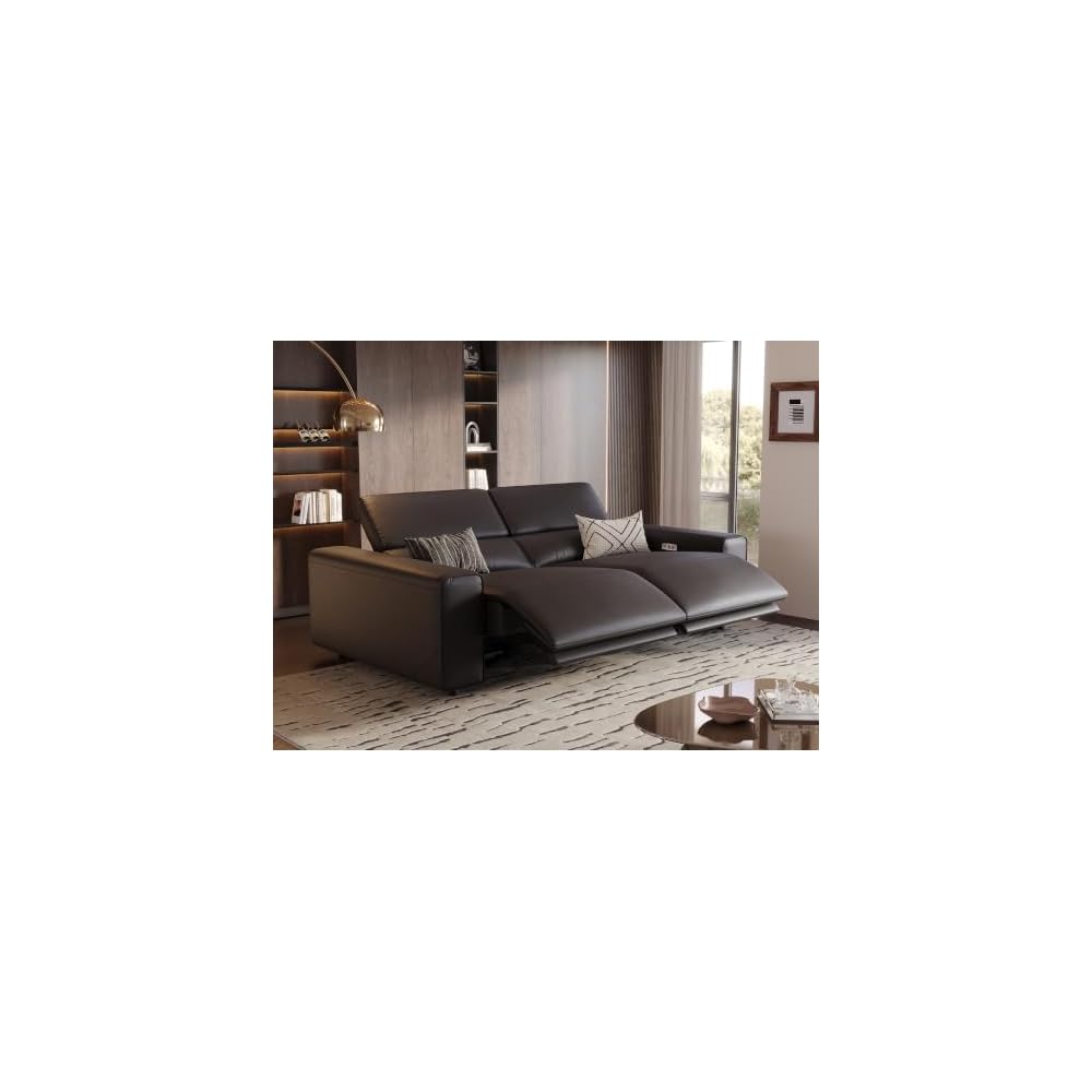 POVISON Benjamin 77'' Faux Leather Reclining Sofa, 2 Seater, Black
