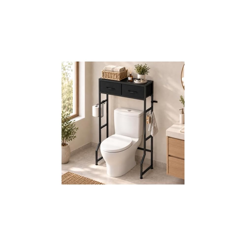 ETELI Over The Toilet Storage Cabinet with 2 Drawers Over The Toilet Shelf