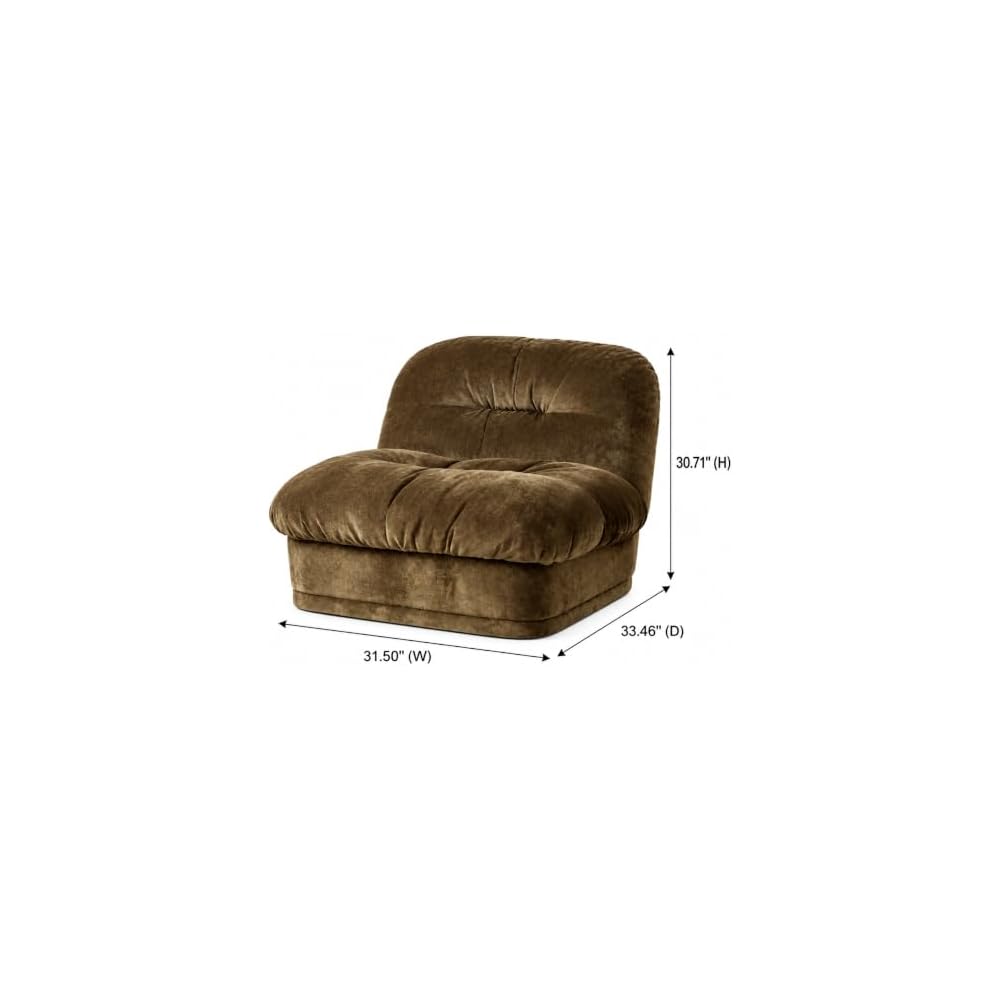 Single Sofa Chair, Olive Drab Soft Chenille Lounge Chair for Living Room