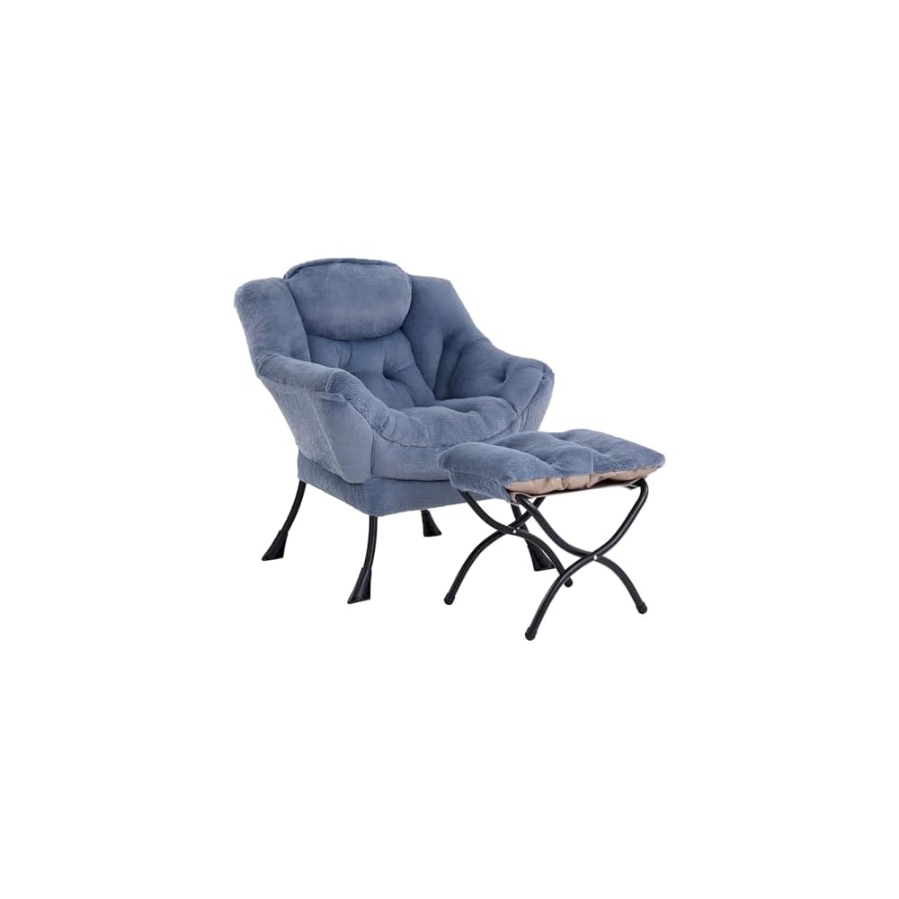 Modern Lazy Chair with Ottoman Lounge Accent Reading Chair for Living Room