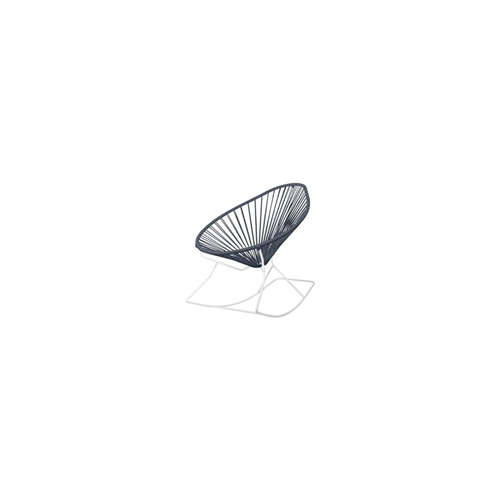 Innit Designs Acapulco Rocker, Grey Weave on White Frame