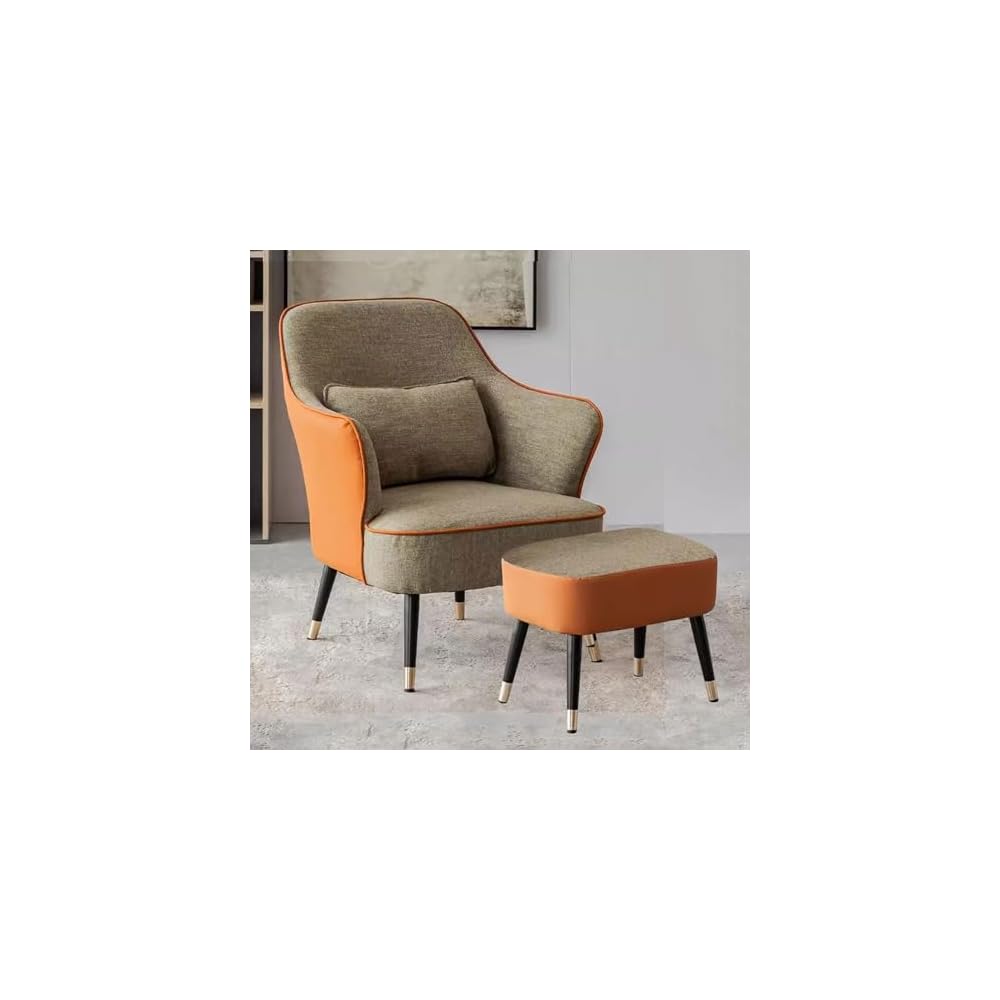 Modern Armchair with Waist Pillow,Adult Lazy Sofa Chair Ergonomic Backrest,Upholstered Leisure Chair for Living Room Office,Relax Side Chair Guest Chair (Color : Brown 2, Size : Without)